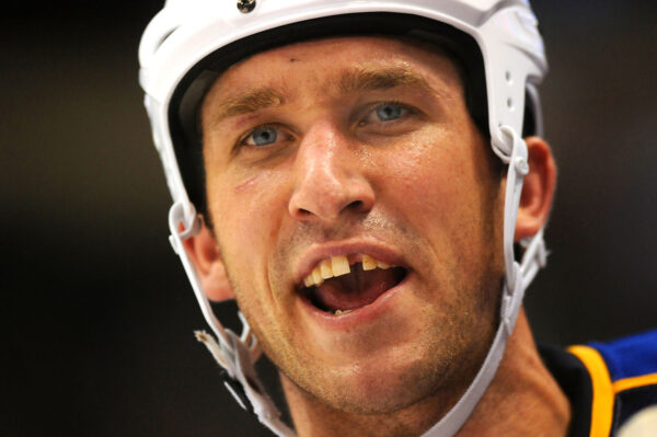 NHL toothless hockey player yells at referee