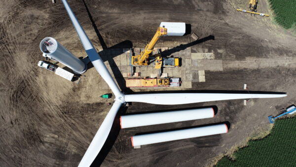 wind turbine blades ready for installation