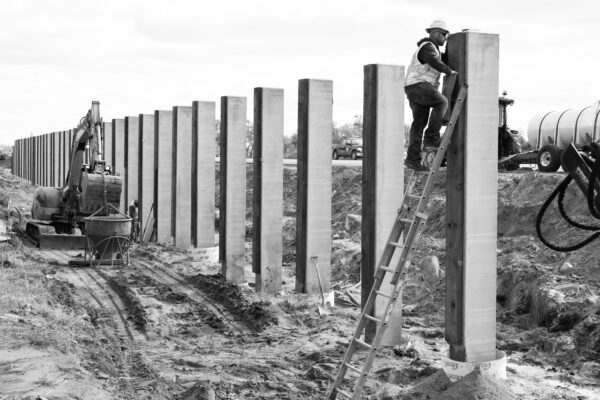 sounder barrier construction along highway